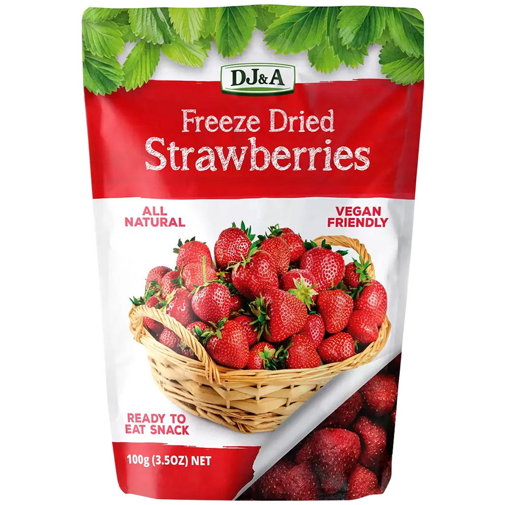 1 x DJ&A Freeze Dried Strawberries 100g, Fruit Snacks, Whole Strawberries Dry