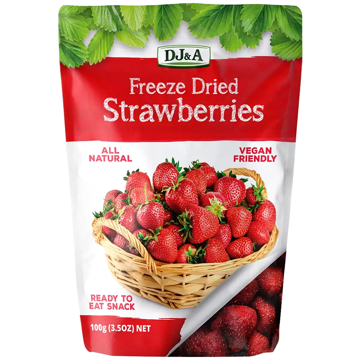1 x DJ&A Freeze Dried Strawberries 100g, Fruit Snacks, Whole Strawberries Dry