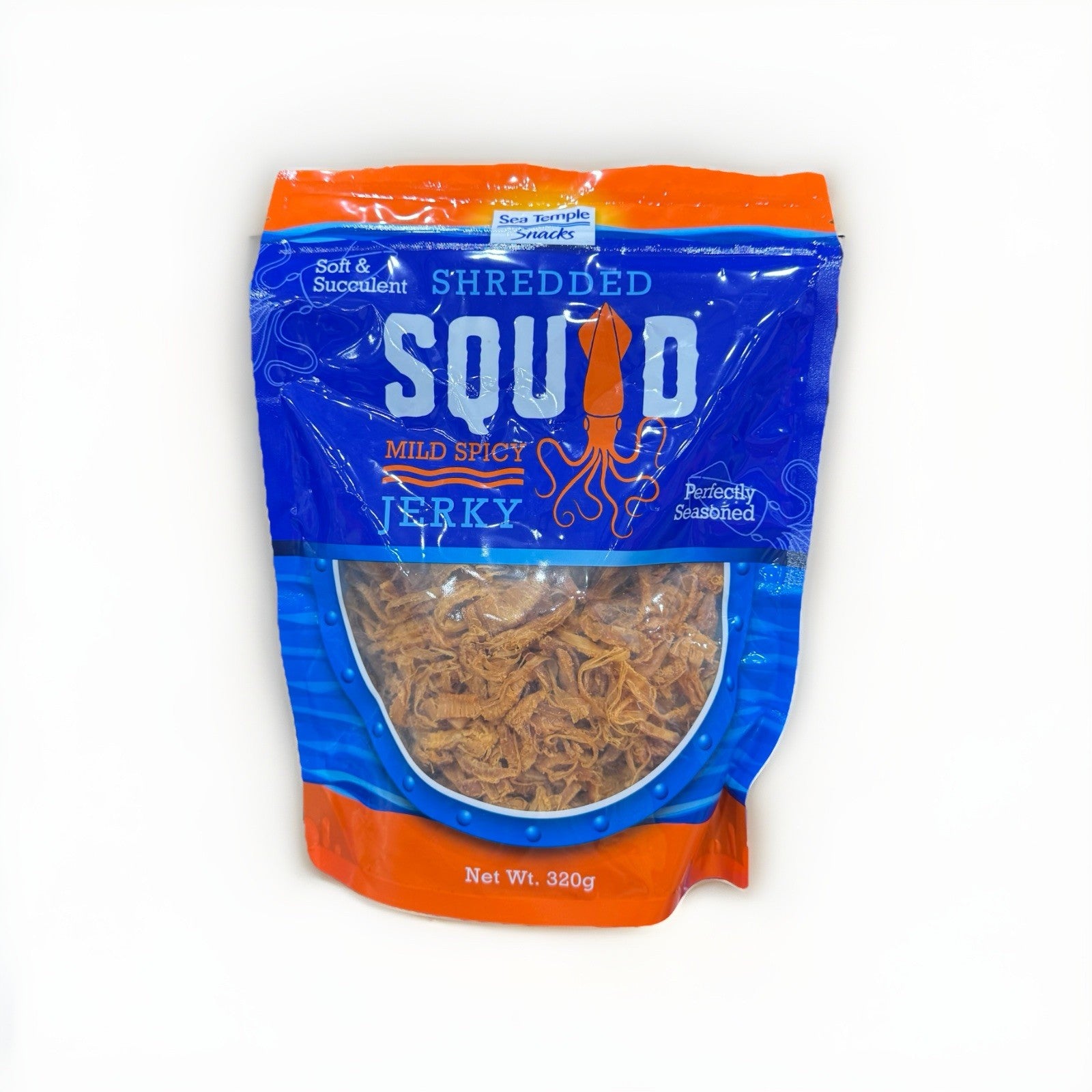 3 PACK x Sea Temple Dried Soft Toasted Shredded Squid Mild Spicy Jerky Snack320g