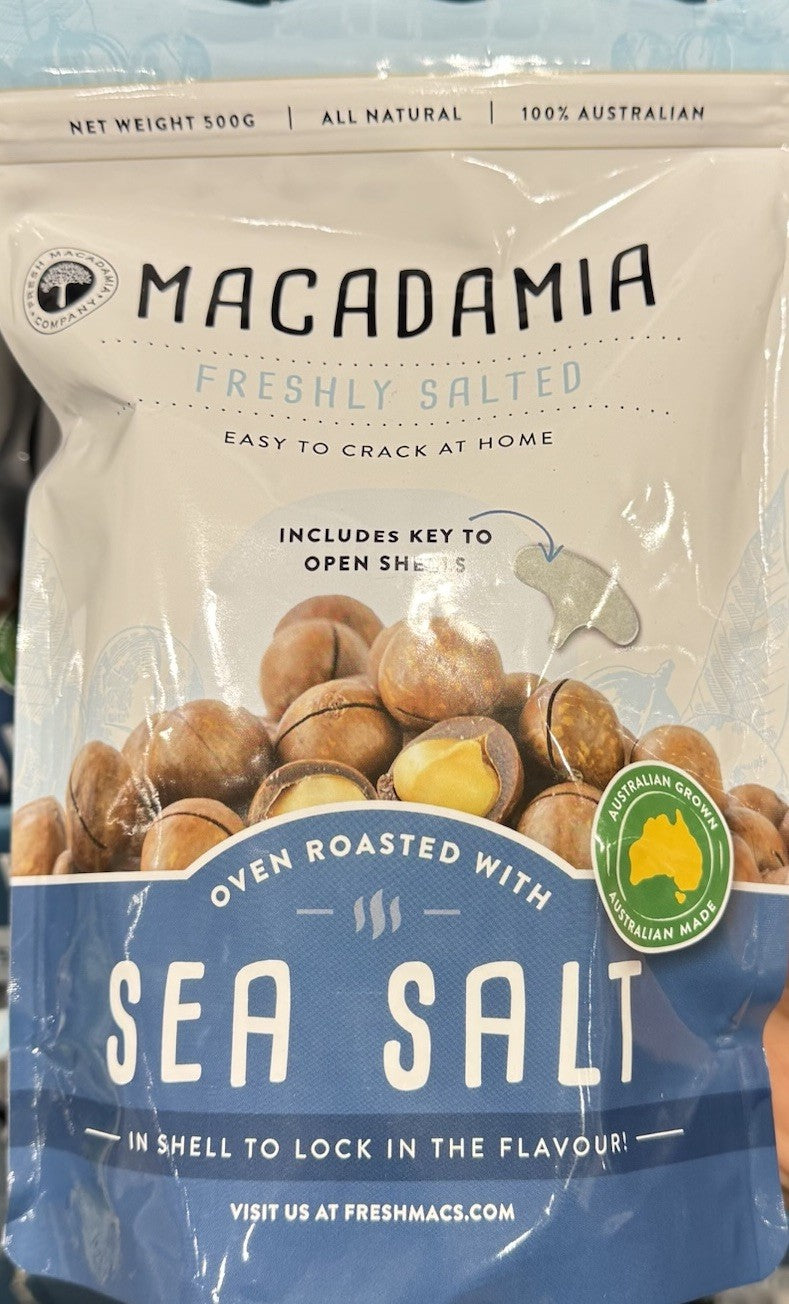 Fresh Macadamia Nuts 500g Roasted with Sea Salt In Shell 100% AU Ingredients