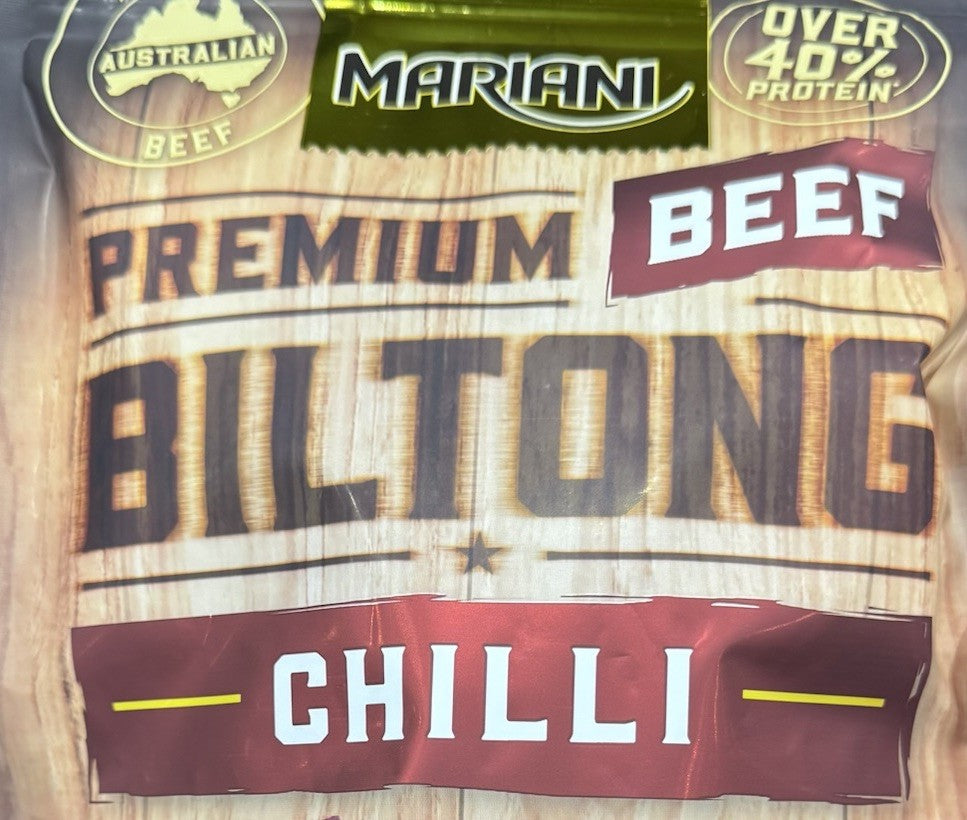 Mariani Beef Biltong Chilli 250g x2 High Protein Keto Australian Made Snack