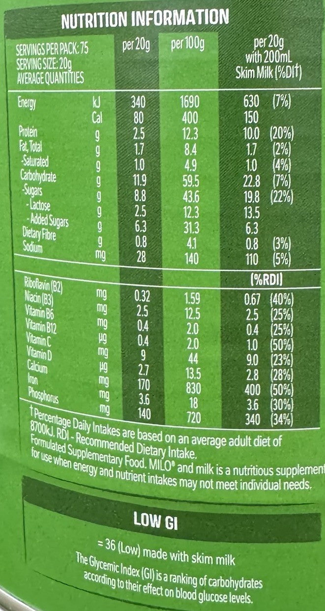 Nestle Milo Chocolate 1.5kg Malted Energy Powder Drink Tin Low GI Nutrient Rich