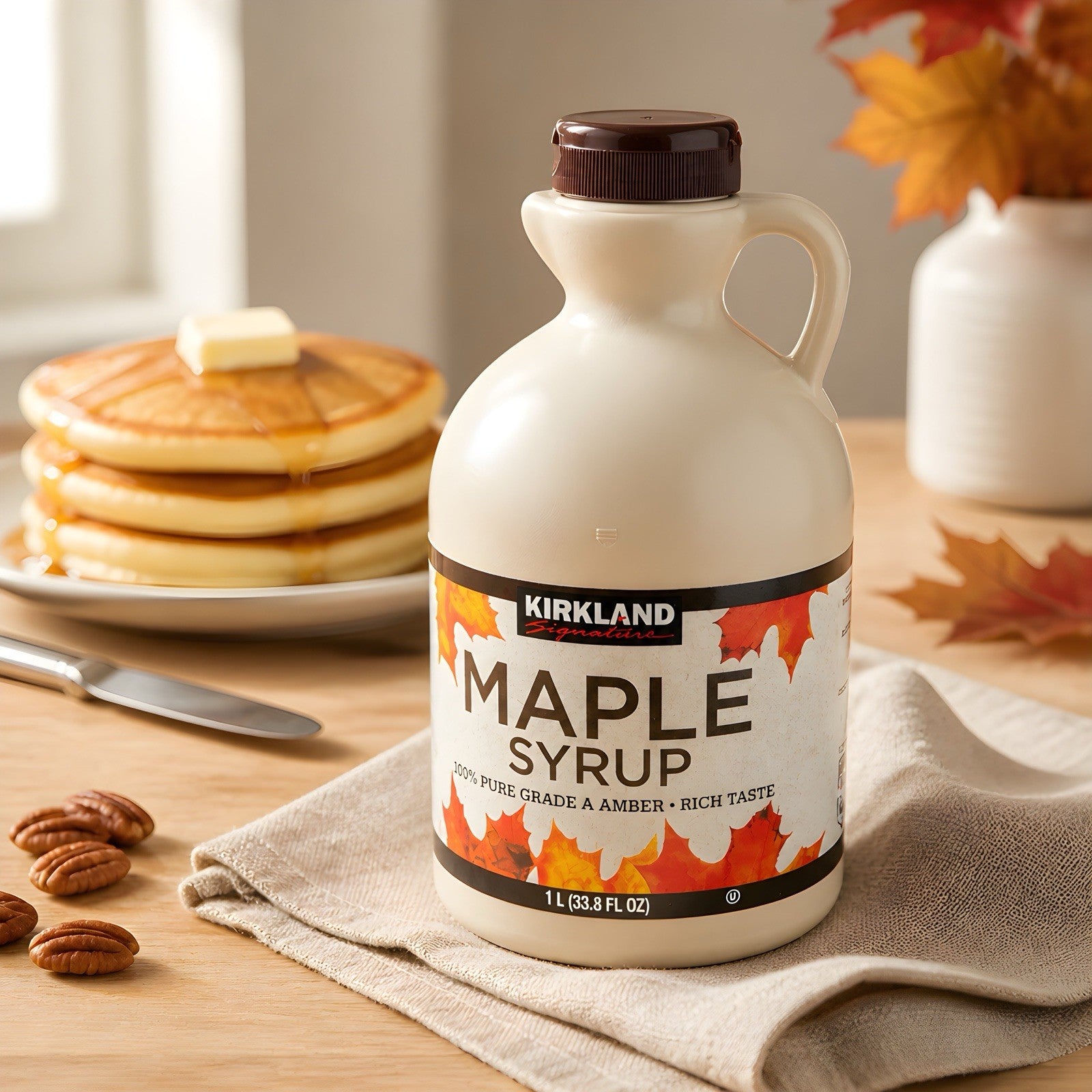 Kirkland Signature Maple Syrup 100% Pure Grade A Amber Color Rich Taste 1 Litre