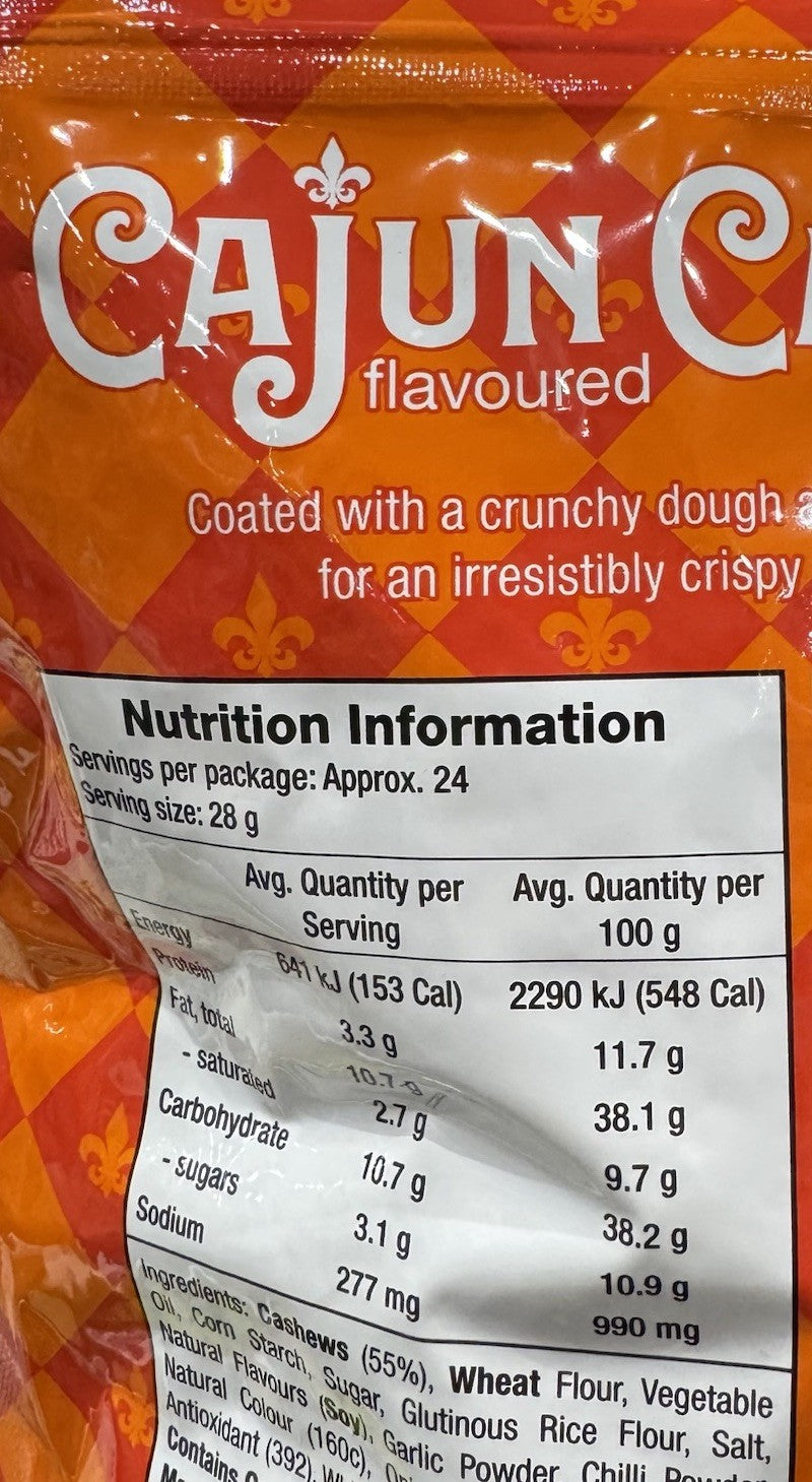 Cajun Cashews Crispy Cracker Coating 680g Crunchy Flavoured Nuts Snack Pantry