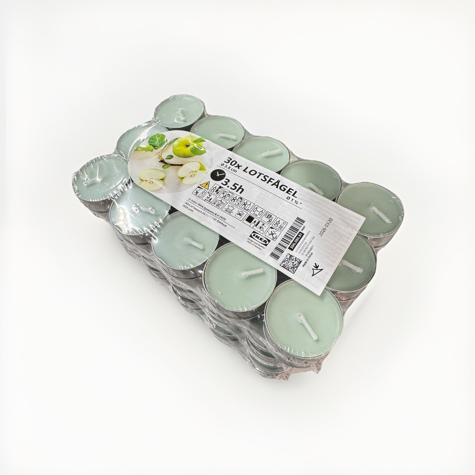 120pk x Ikea Lotsfagel Scented tealight, Apple light green, 3.5 hr