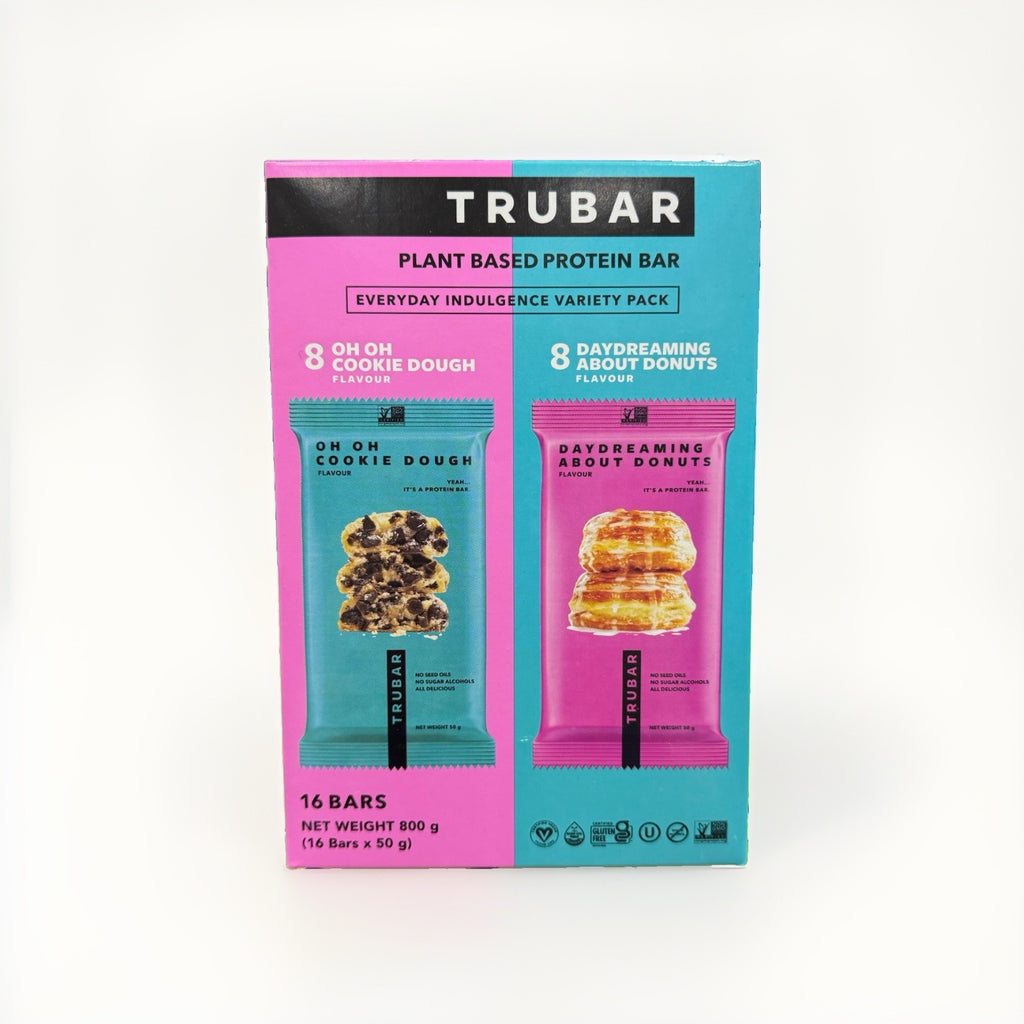 TRUBAR Plant Based Protein Bar Cookie Dough & Donuts Variety Pack 16 Bars 800g