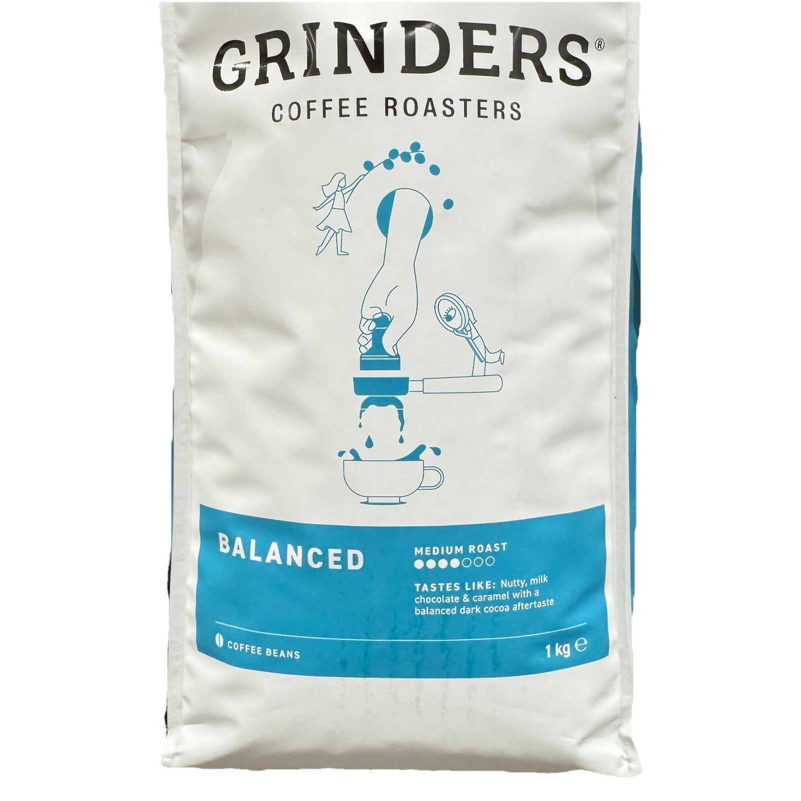 Grinders Coffee Roasters 1KG Balanced 100% Coffee Beans