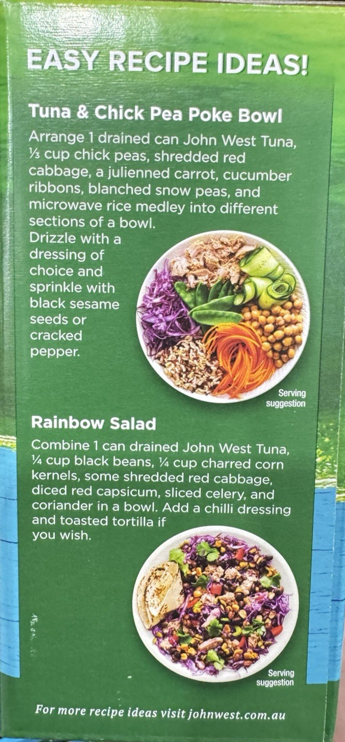 John West Canned Chunky Tuna (16 x 95g) In Springwater Kids Healthy Lunch Snack