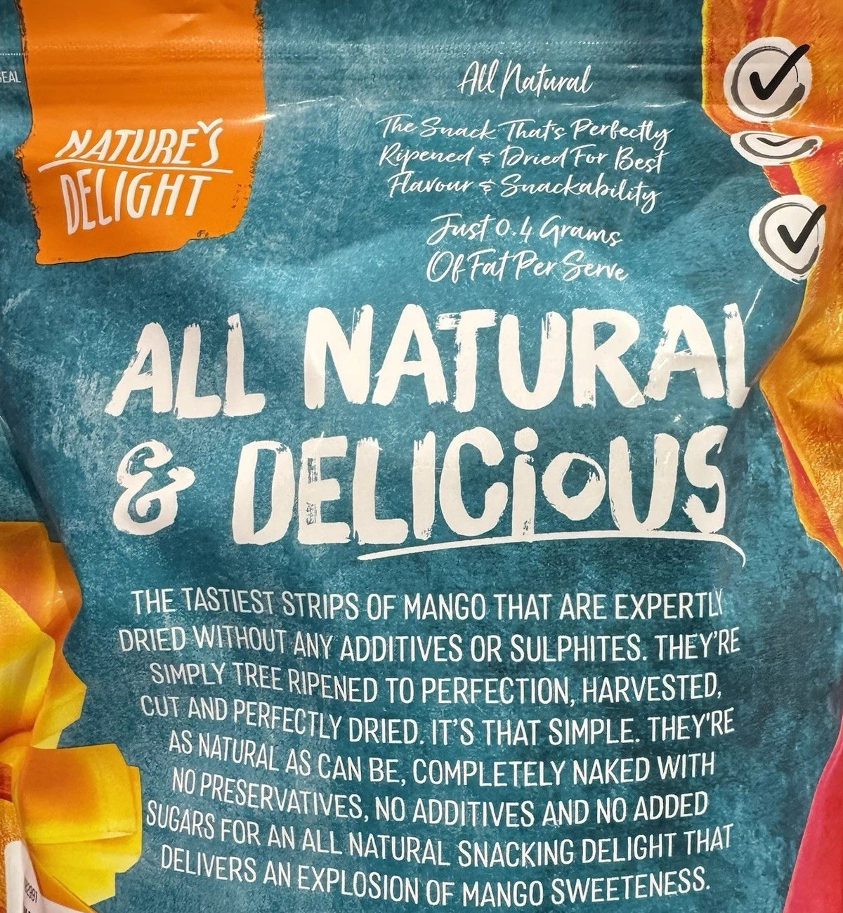 Nature's Delight 100% Natural Dried Mango 1kg No Added Sugar Snack Fruit Strips