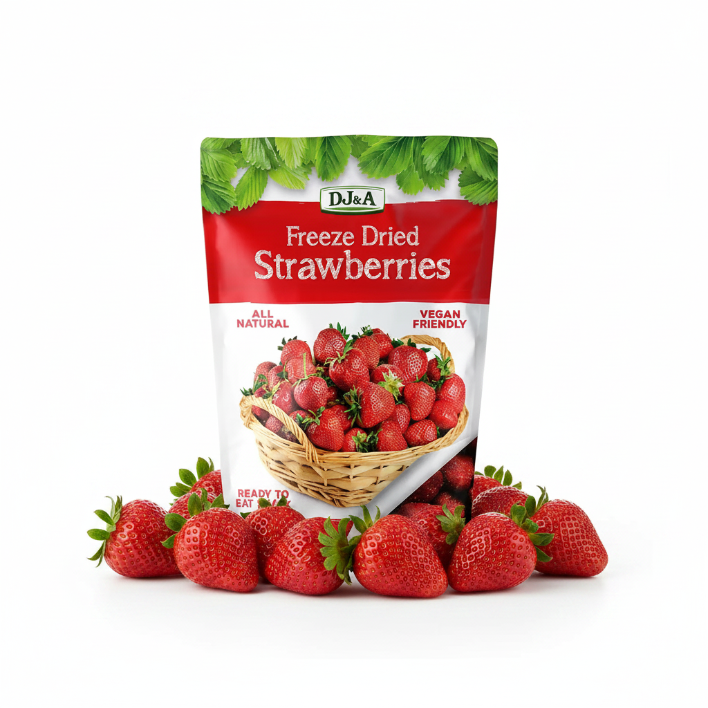 1 x DJ&A Freeze Dried Strawberries 100g, Fruit Snacks, Whole Strawberries Dry