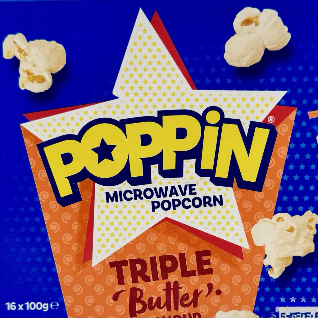 Poppin Microwave Popcorn (16 x 100g) Share Value Pack Triple Butter Flavour*NEW*