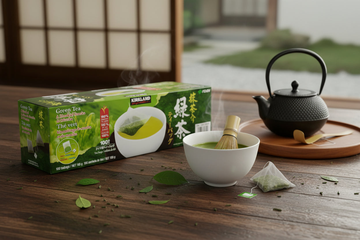 Kirkland Signature Japanese Green Tea Sench&Matcha Blend Leaves-100 Tea Bags