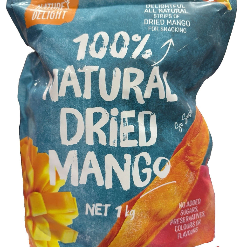 Nature's Delight 100% Natural Dried Mango 1kg No Added Sugar Snack Fruit Strips