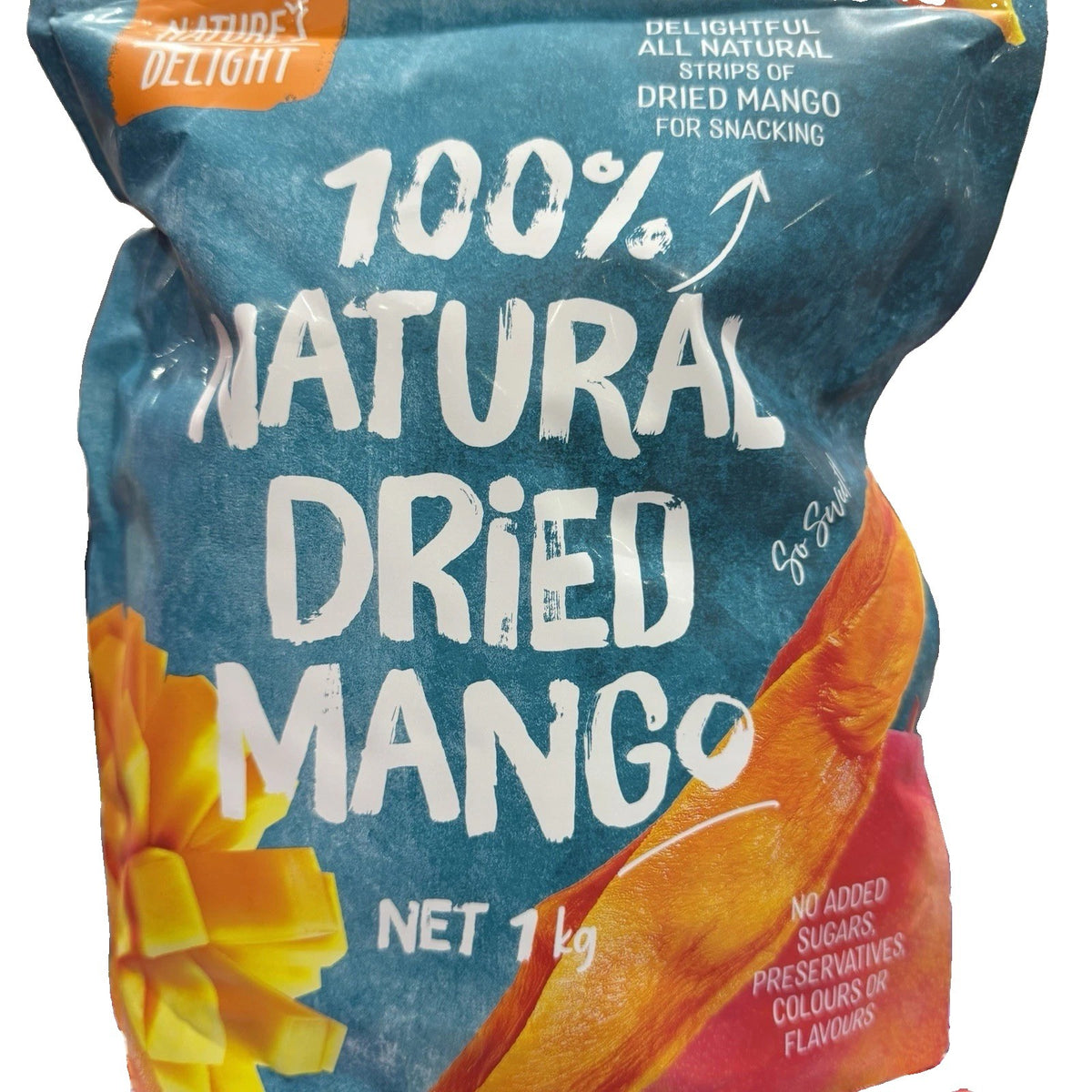 Nature's Delight 100% Natural Dried Mango 1kg No Added Sugar Snack Fruit Strips