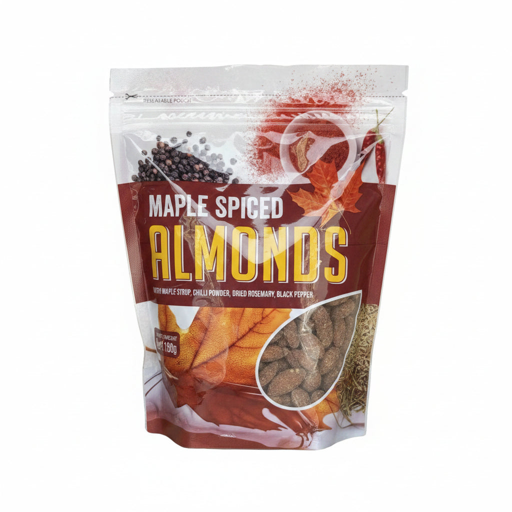 Maple Spiced Almonds 680g Maple Syrup BlackPepper Chilli Power Dried Rosemary