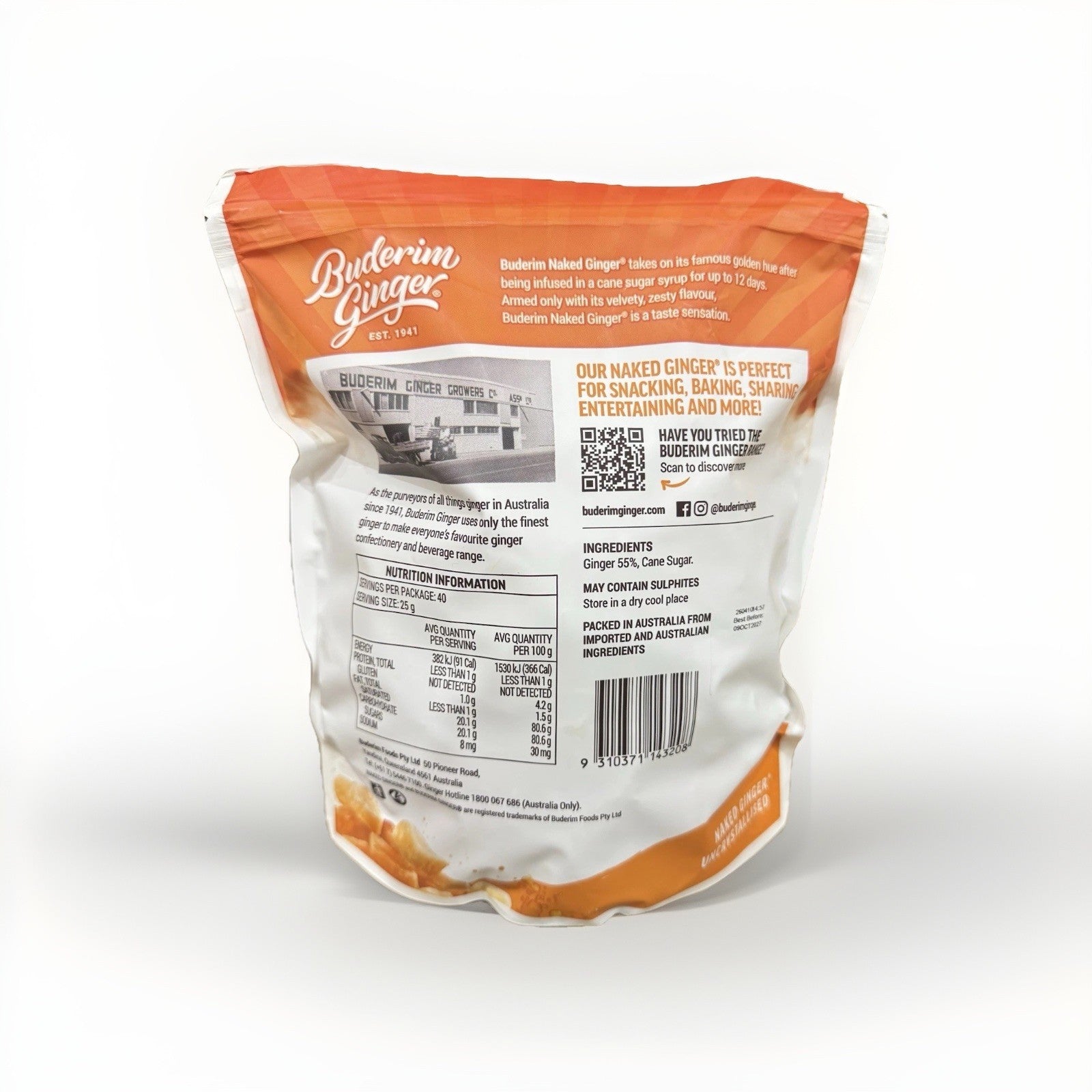 3PACK x Buderim Ginger Naked Ginger Deliciously Uncrystallised 1kg Perfect Snack