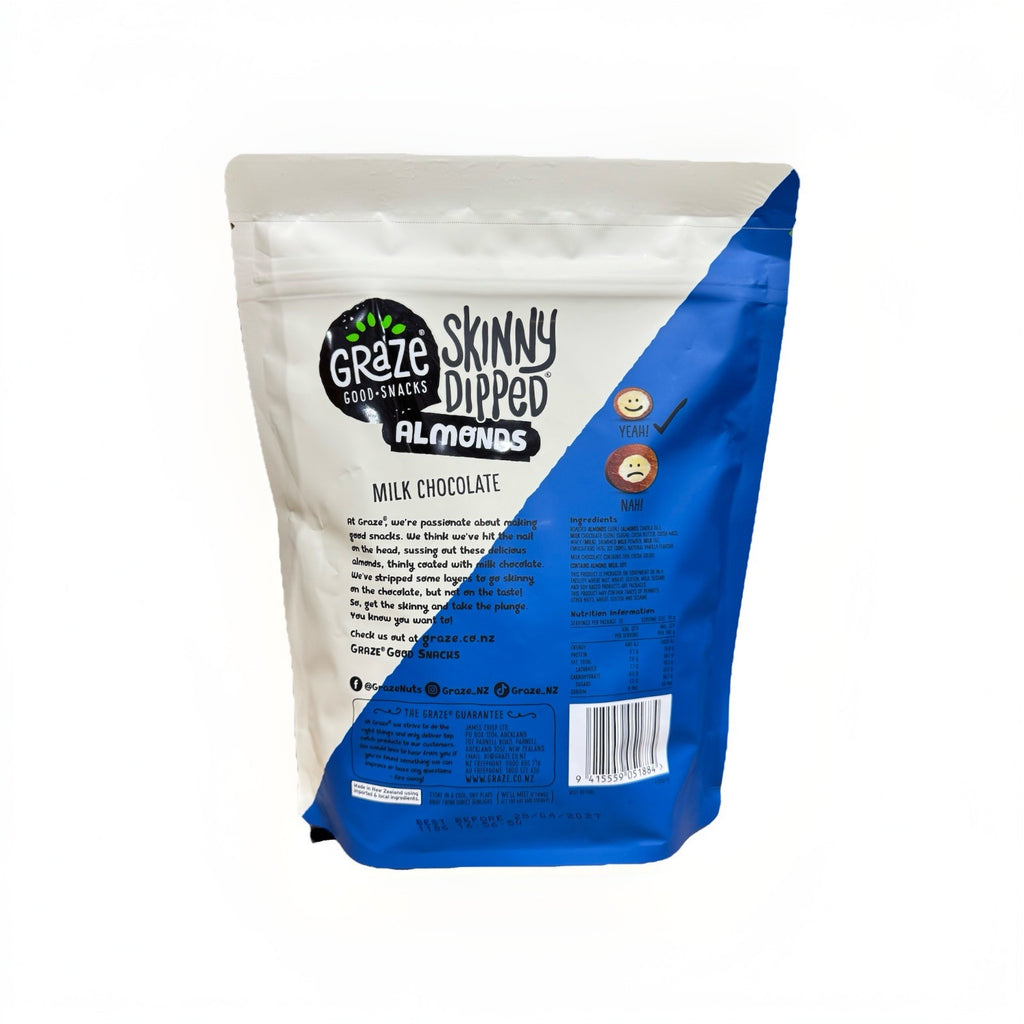 *NEW* Graze Skinny Dipped Almonds Milk Chocolate 500g Good Snacks