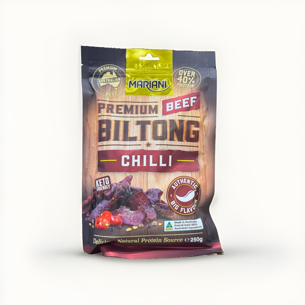 Mariani Beef Biltong Chilli 250g x2 High Protein Keto Australian Made Snack