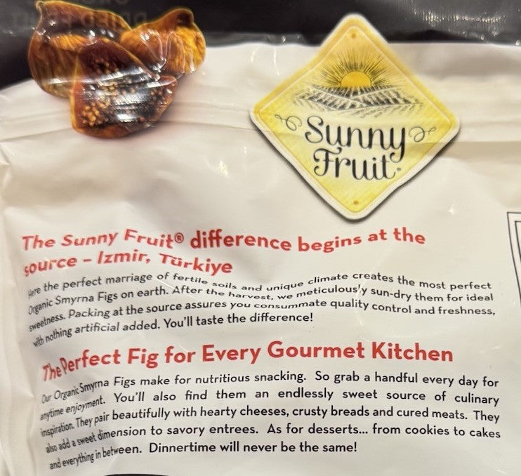 Sunny Fruit Organic Sun Dried Smyrna Figs 1.13kg Unsulphured No Sugar Added