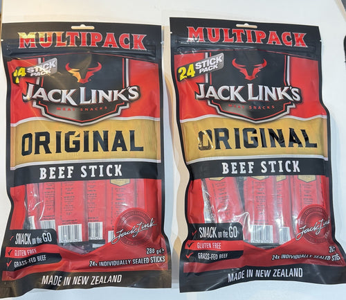 2 x Jack Link's Original Beef Jerky Stick 24x12g Protein Smoked Meat Snack 288g
