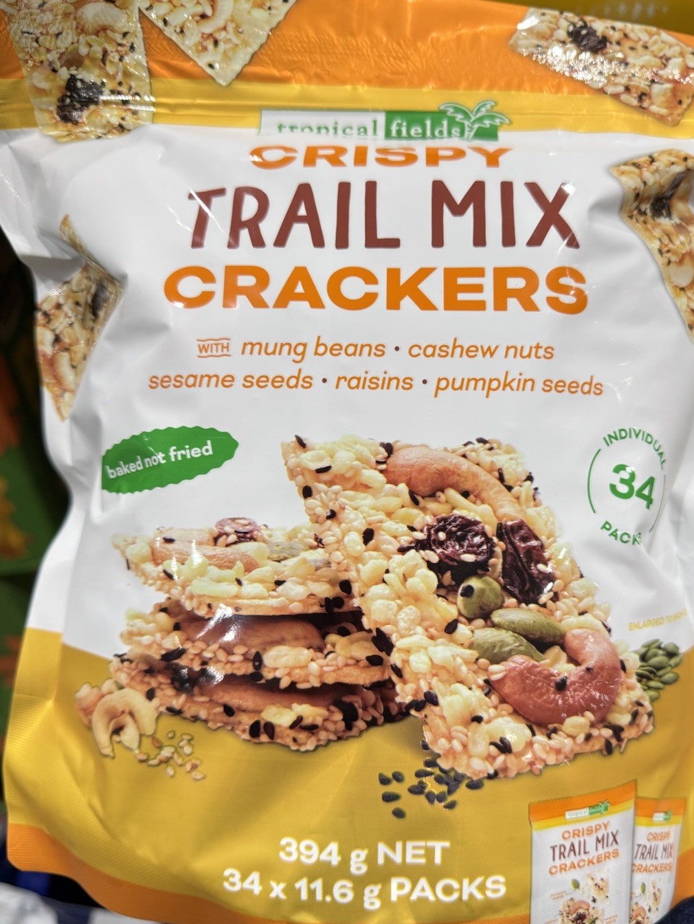 2 X Crispy Trail Mix Mung Beans Cashew Sesame Seed Raisin Crackers Baked 788Gram