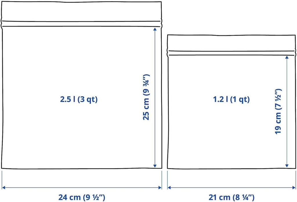 2 x IKEA ISTAD Freezer Bags Red Pink 100pk, Resealable Food,(50x1.2L & 50x2.5L)