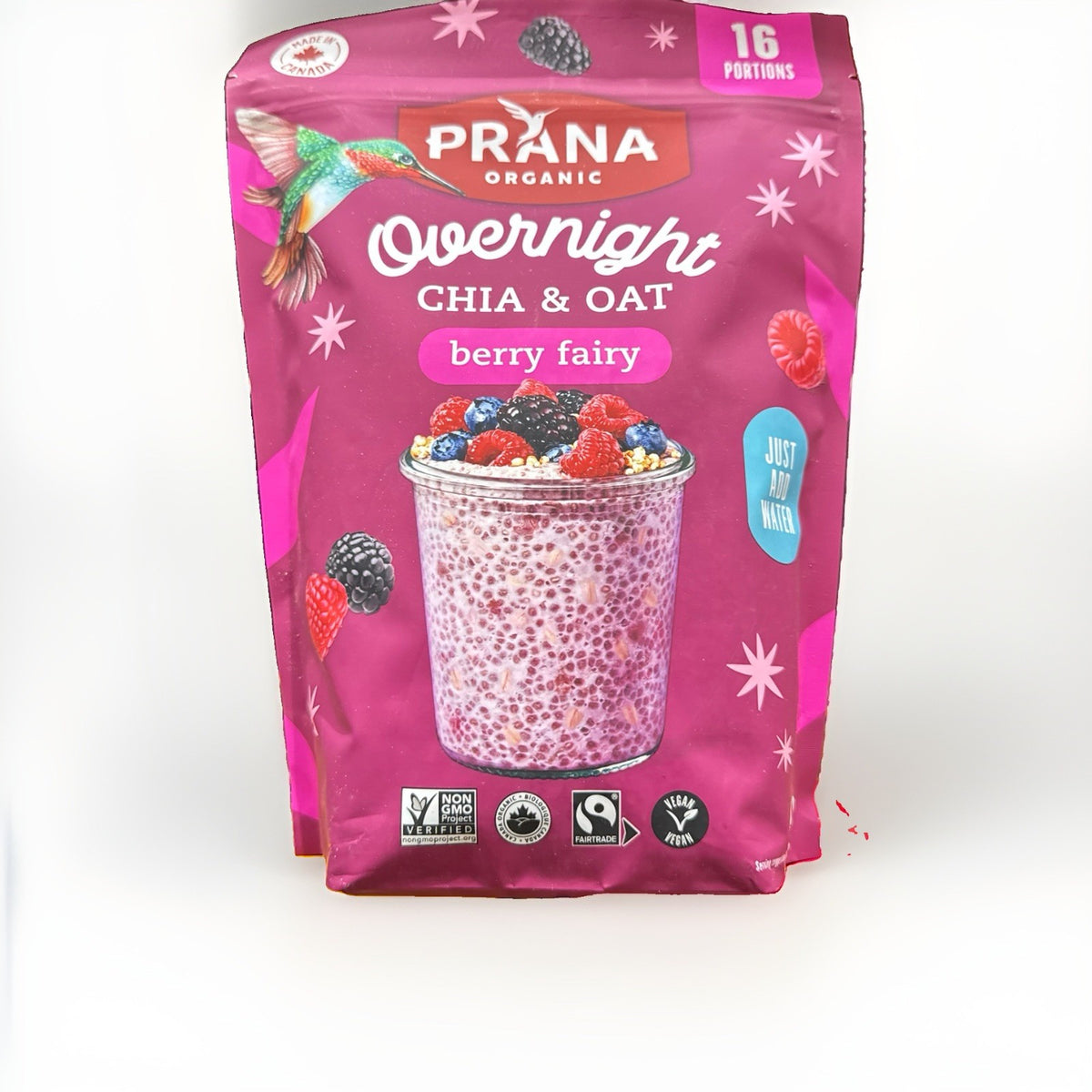 Prana Organic Overnight Chia & Oats Berry Fairy 800g Healthy Breakfast Vegan