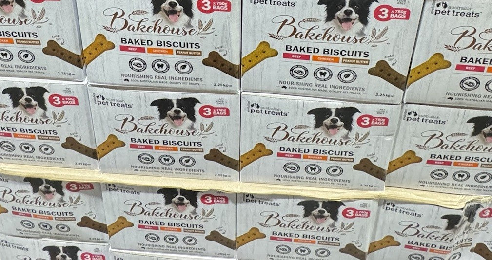 Bakehouse Baked Dog Biscuits Beef Chicken Peanut Butter (3 X 750g) Pet Food Only