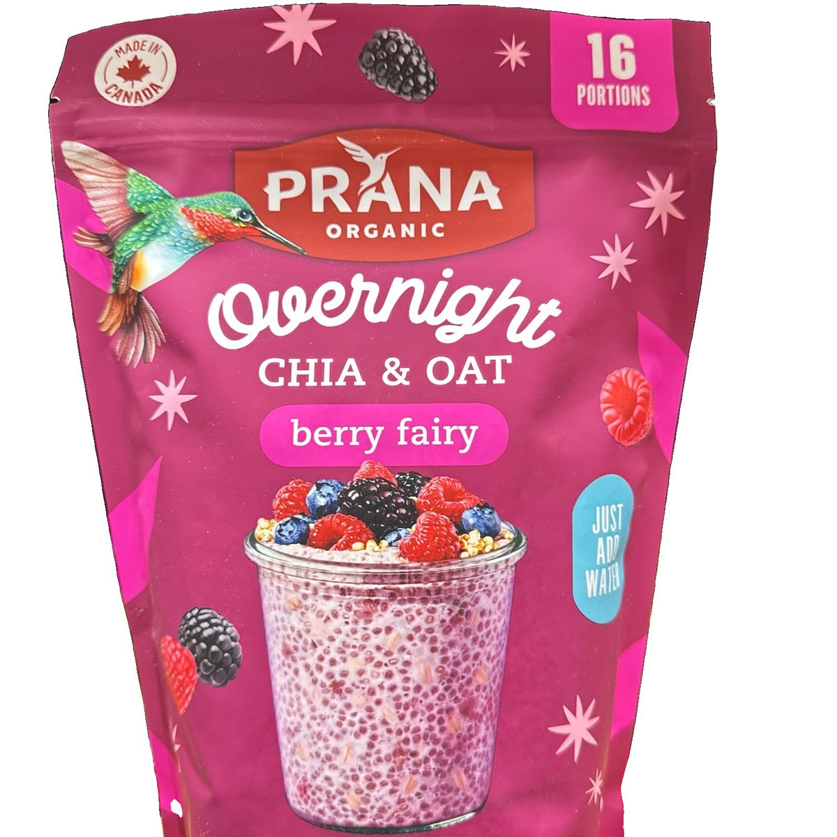 Prana Organic Overnight Chia & Oats Berry Fairy 800g Healthy Breakfast Vegan