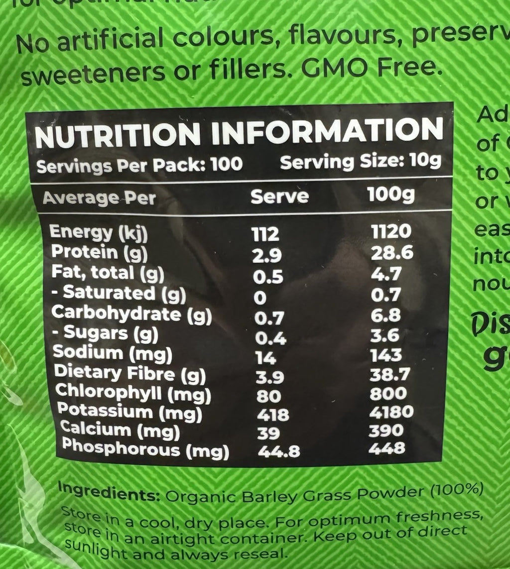Honest To Goodness Organic Australian Barley Grass Powder 1kg Superfood Pure