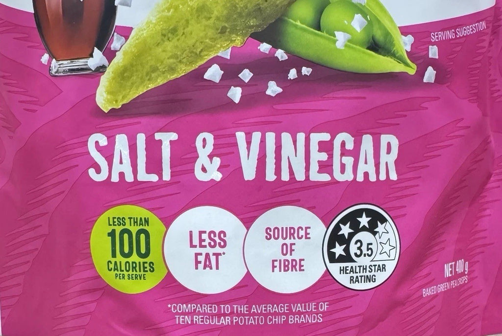 Calbee Harvest Snaps Salt & Vinegar Baked Pea Crisps Snack Chips 400g Big Pack