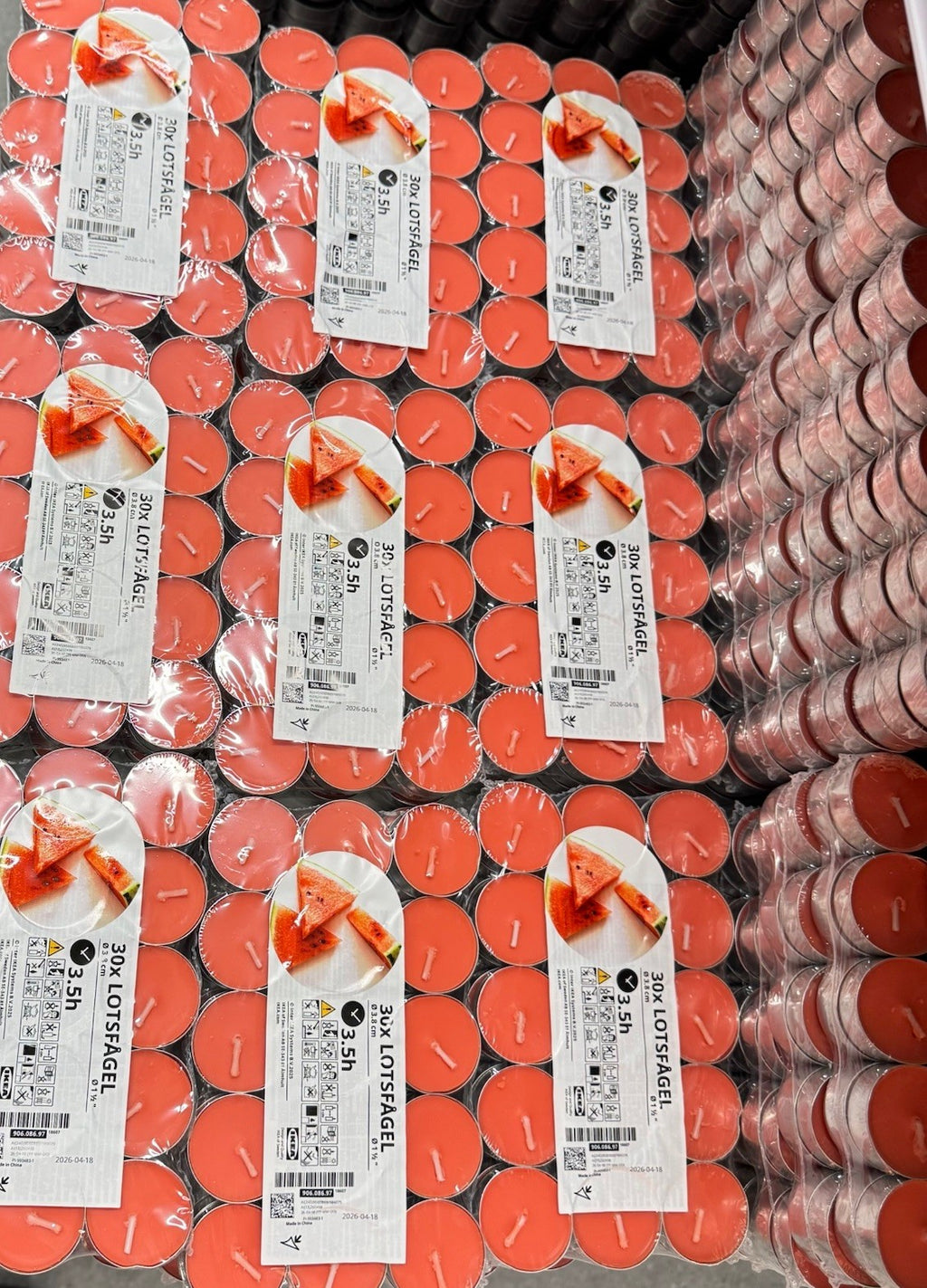 120pk x Ikea Lotsfagel Scented tealight, Watermelon bright pink, 3.5 hr