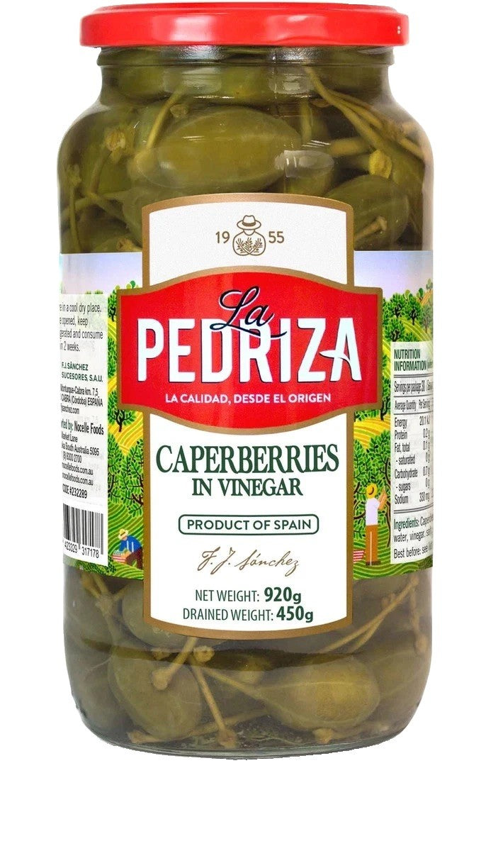 La Pedriza Caperberries In Vinegar, Of Spain, (Net & Drained Weight 920g & 450g)
