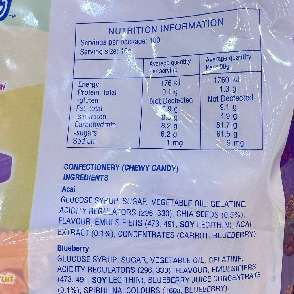Hi-Chew Gummy Candy Acai Smoothie Mix 1kg (Acai, Blueberry, Passion Fruit)
