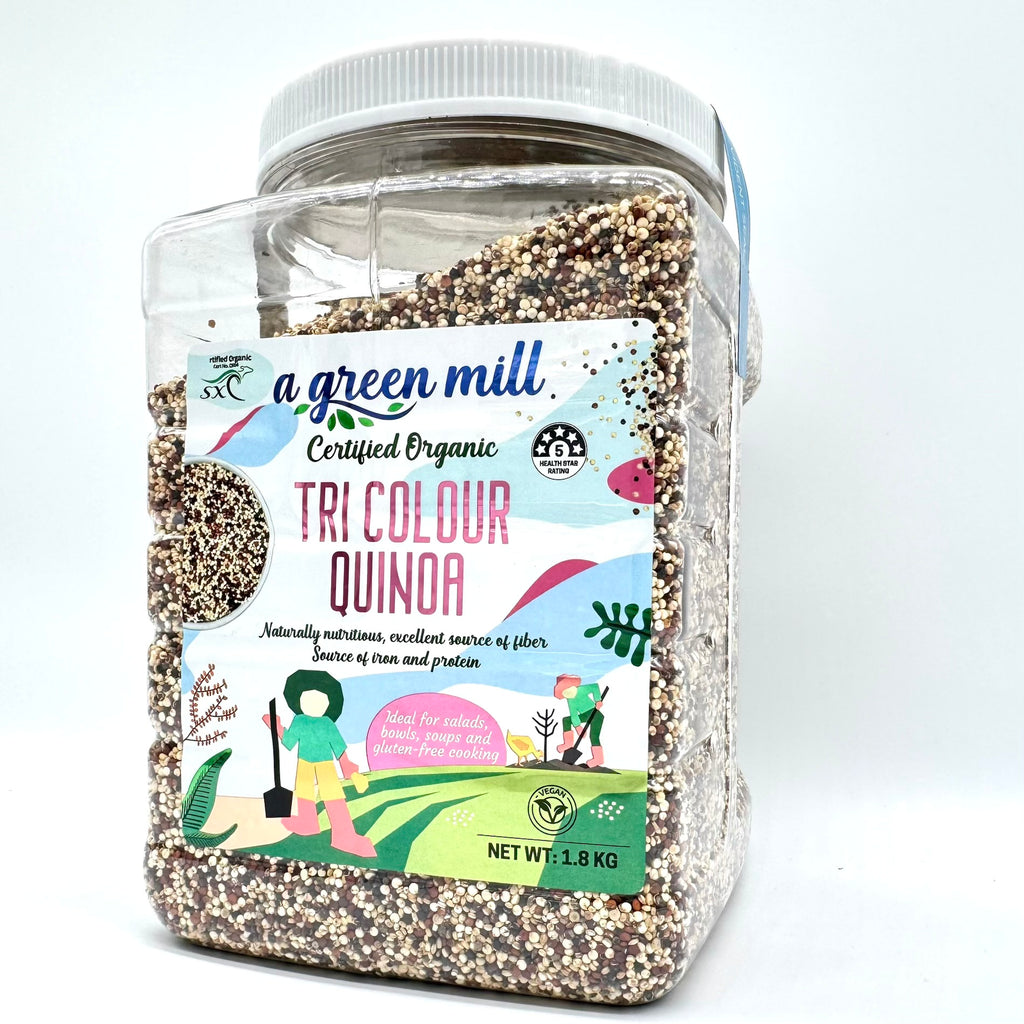 A GREEN MILL Certified Organic Tri Colour Quinoa 1.8Kg, 100% All Natural