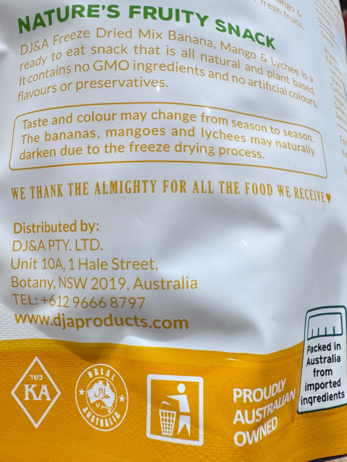 DJ&A Freeze Dried Mix Banana, Mango & Lychee 160g