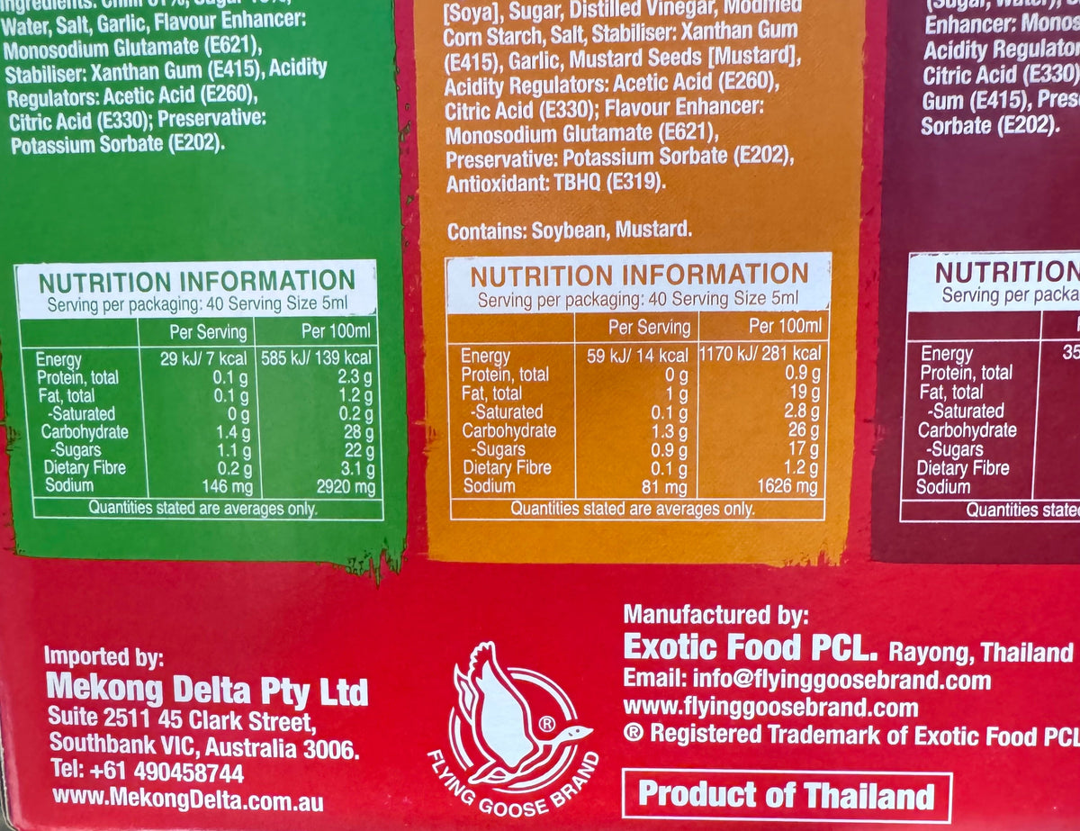 Flying Goose Sriracha Mixed Pack 6 x 200ml - Thai Hot Sauce Variety Set