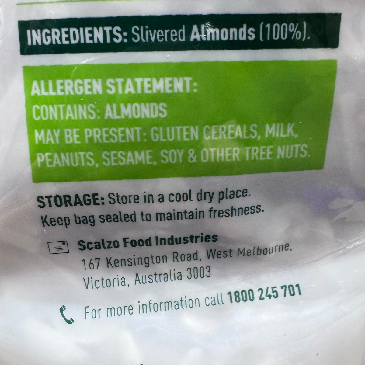 FreshLife Australian Slivered Almonds 1kg - 100% Australian Almonds