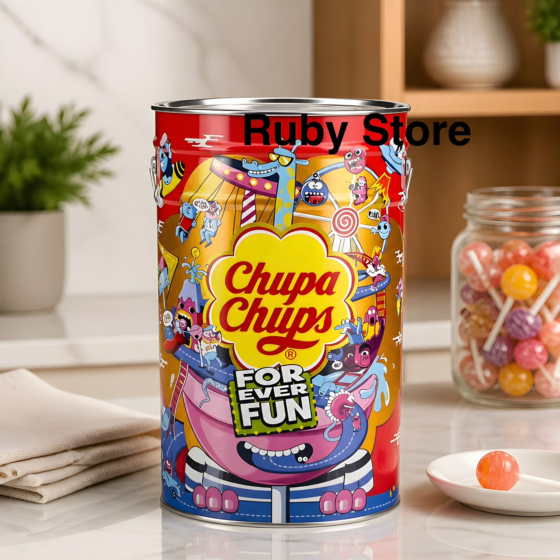 CHUPA CHUPS - 1000 X Lollipops Mega Tin Assorted Candy Sweets Lollies 1000 x 12g