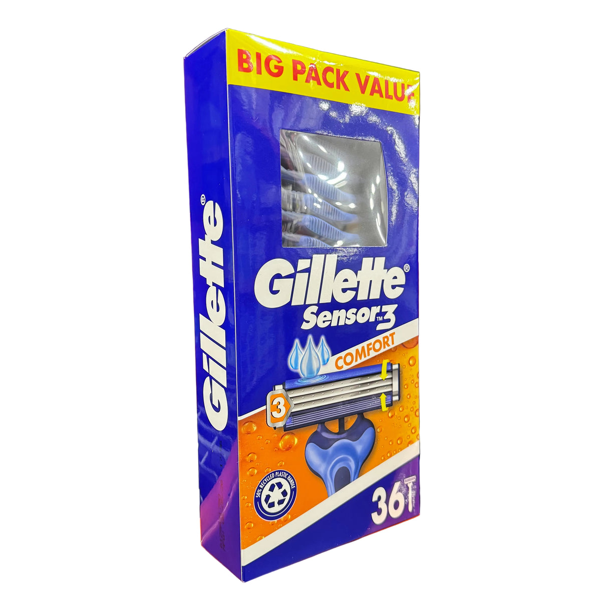 Gillette Sensor3 Disposable Pivoting Head Anti-slip Rubber Handle Mel 36 Pack