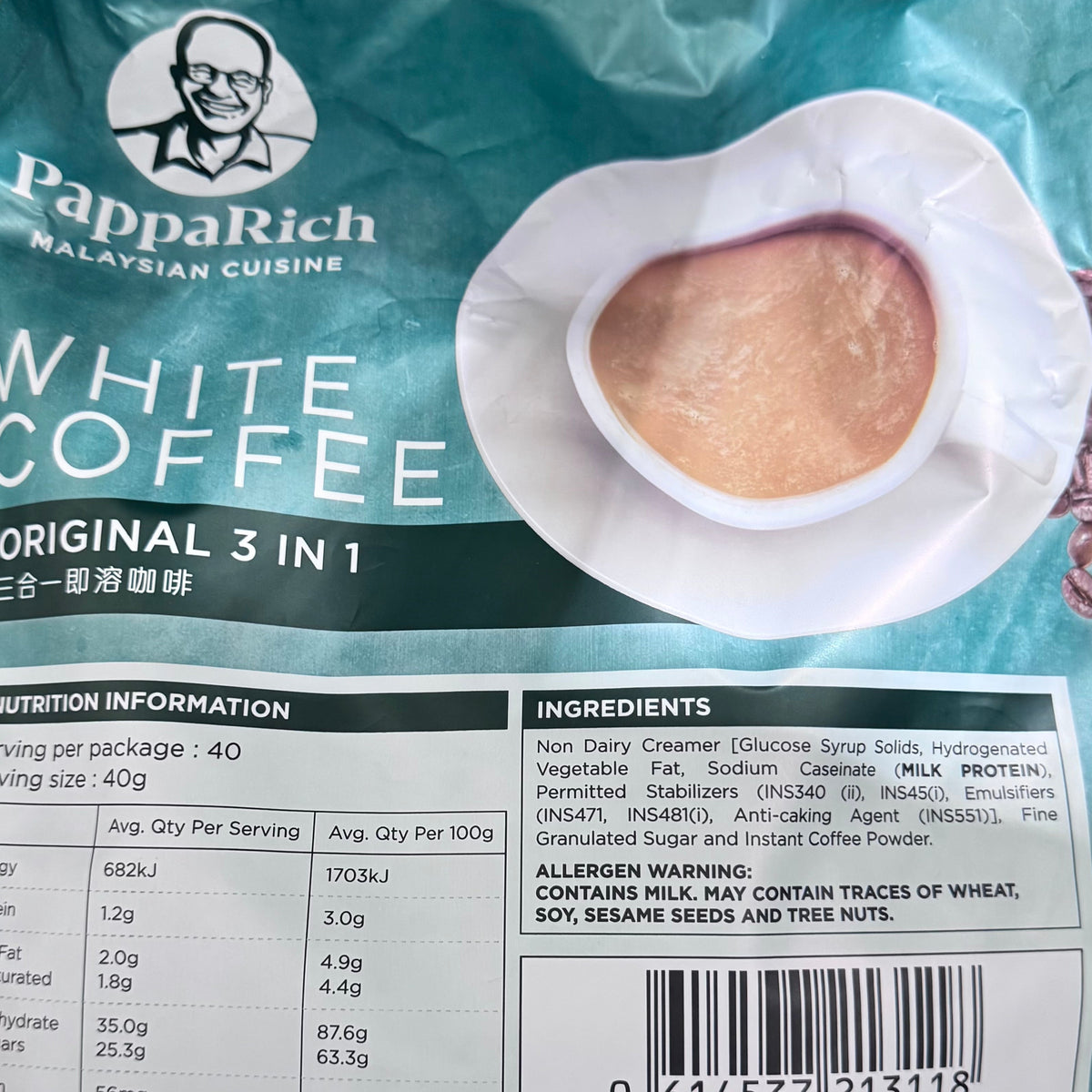 PappaRich Malaysian White Coffee Original 3 in 1 (40 x 40g / 1.6kg)