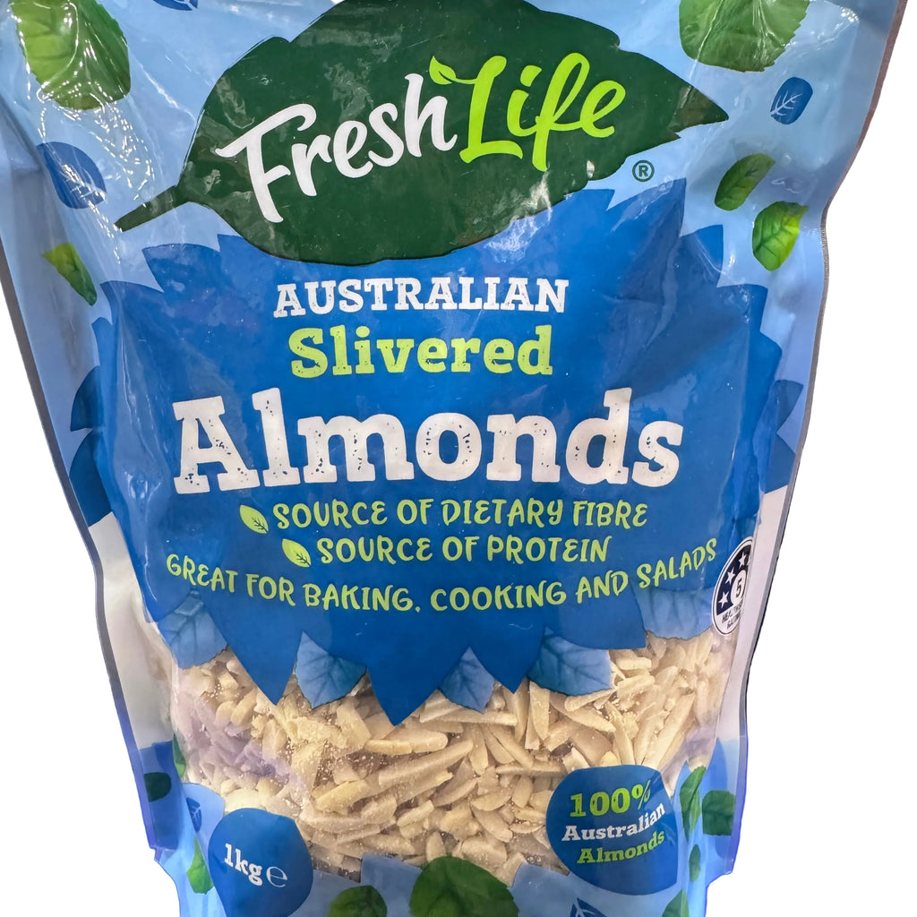 FreshLife Australian Slivered Almonds 1kg - 100% Australian Almonds