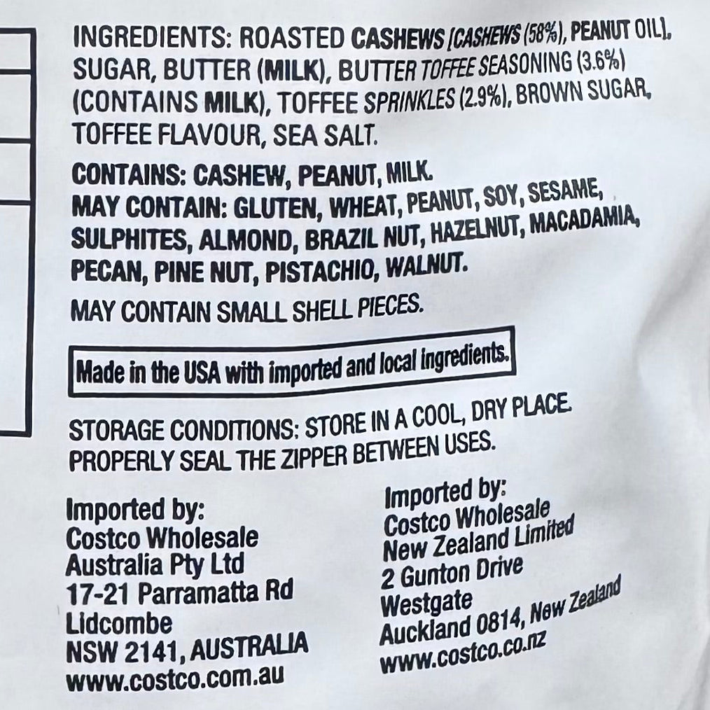 Kirkland Signature Butter Toffee Flavoured Cashews 680g