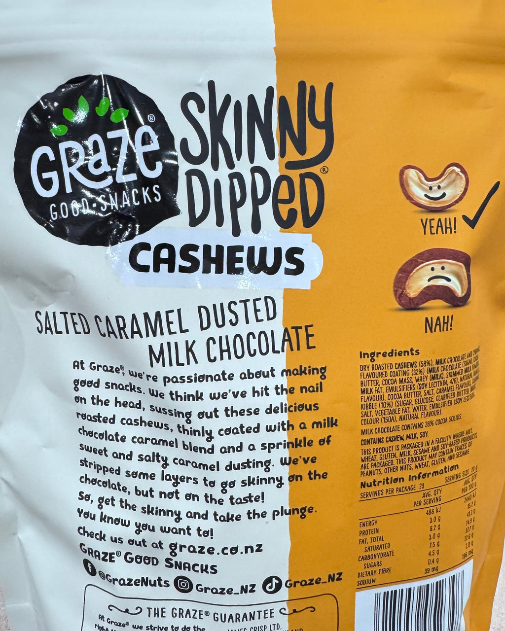 Graze Skinny Dipped Cashews Salted Caramel Milk Chocolate 460g