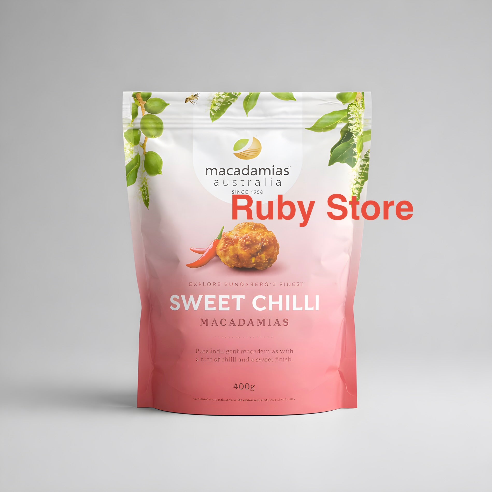 Premium Australian Macadamias Nuts Sweet Chilli 400g Lunch School Office Snack