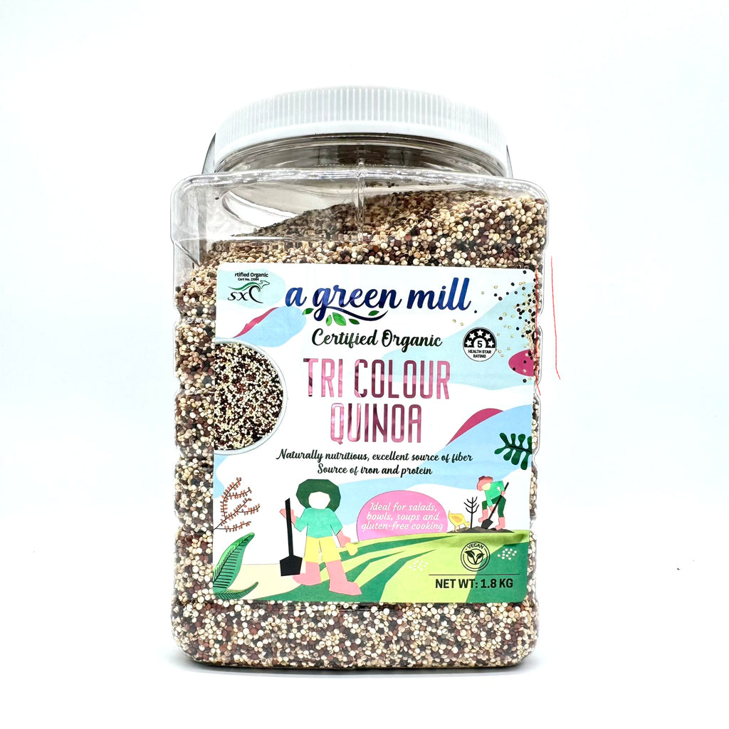 A GREEN MILL Certified Organic Tri Colour Quinoa 1.8Kg, 100% All Natural