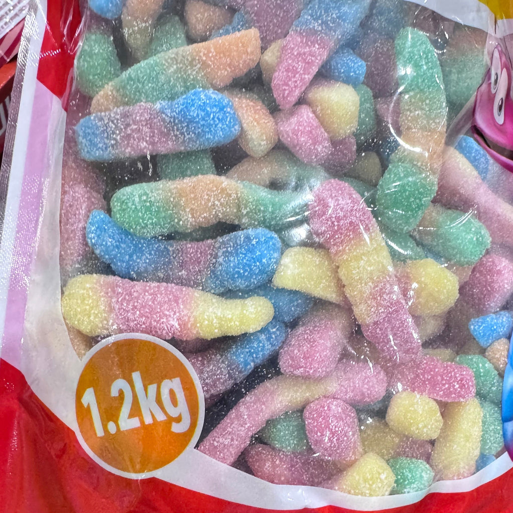 Fini Fizzy Worms Sour Gummy Candy 1.2kg Bulk Bag