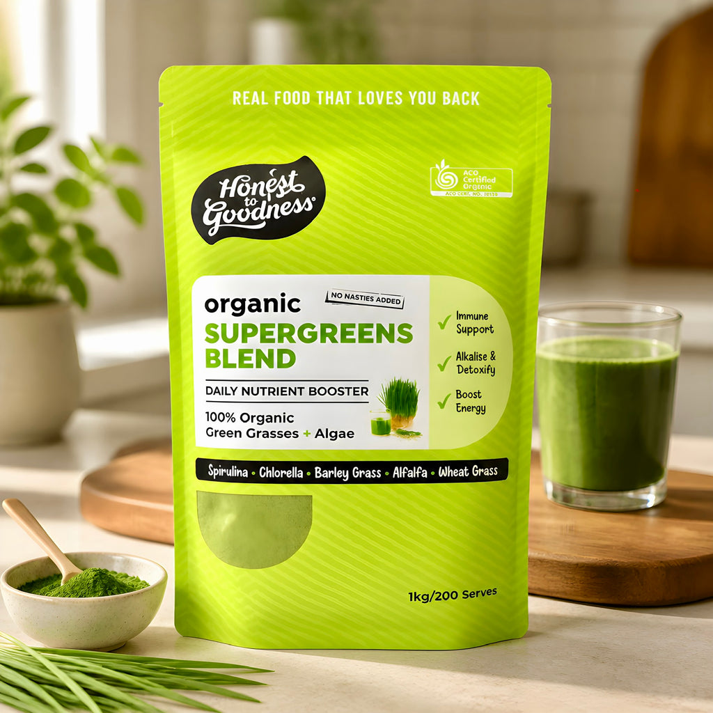 Honest to Goodness Organic Supergreens Blend Powder 1kg, Daily Nutrient Booster