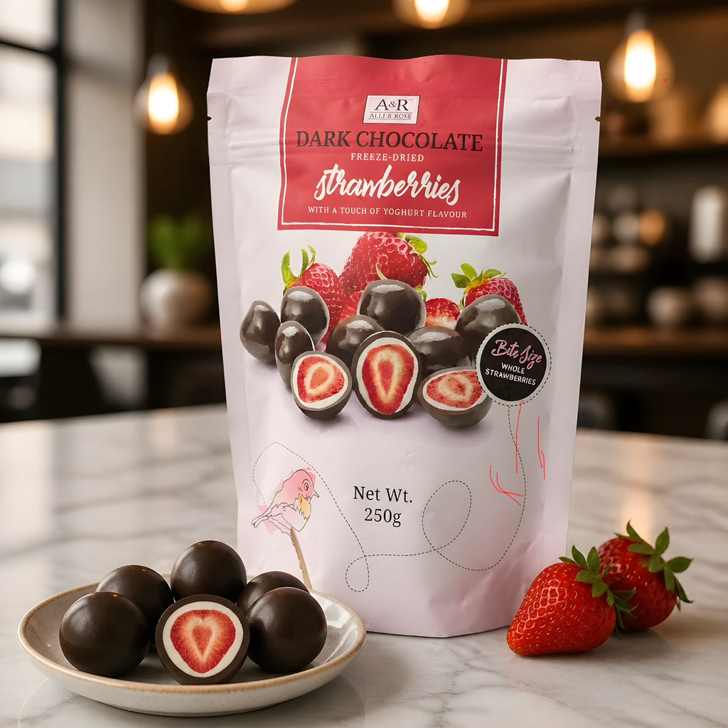 A & R Dark Chocolate Strawberries 250g, Friendly Packaging Crafted