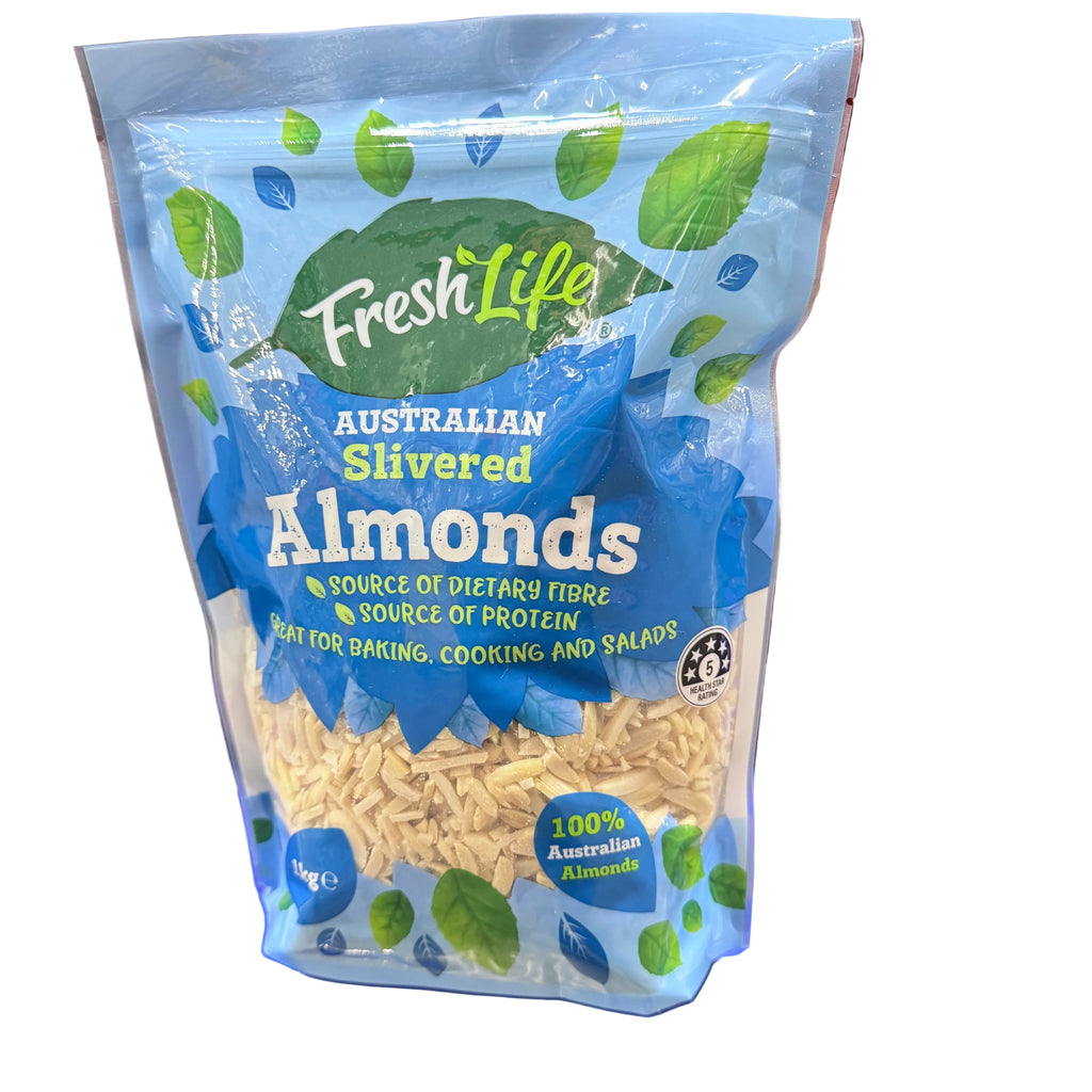FreshLife Australian Slivered Almonds 1kg - 100% Australian Almonds